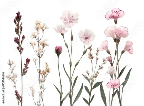 Wallpaper Mural Floral Arrangement with Pink and White Flowers on White Background Torontodigital.ca