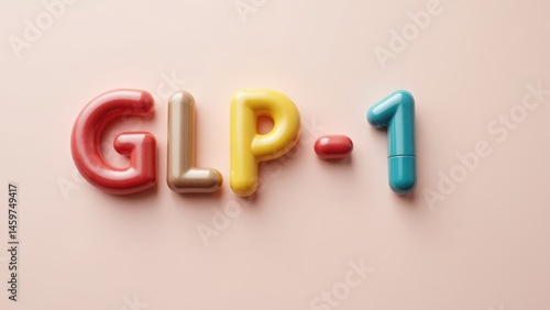 GLP-1 Medication Concept: Stylish 3D Typography on a Pink Background, Diabetes & Weight Loss Treatment