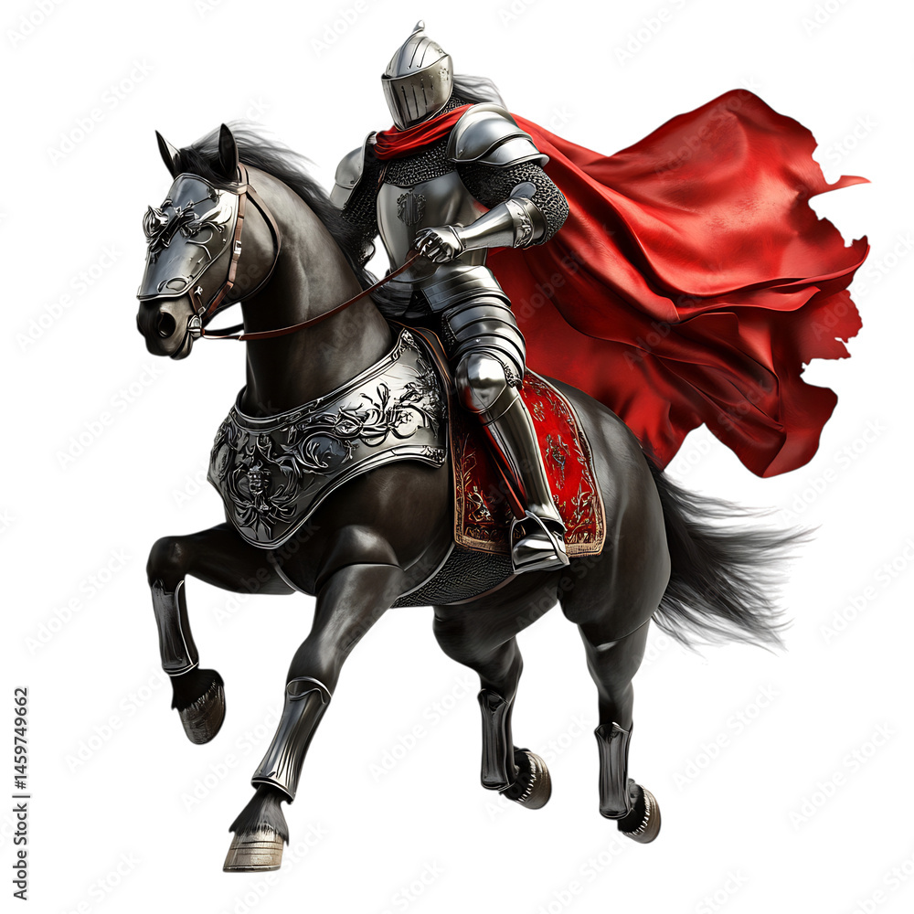 A Cartoon Knight Riding a Horse Isolated on Transparent Background A Cartoon Knight Riding a Horse Isolated on Transparent Background