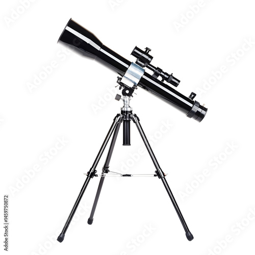 Professional Black Telescope on Tripod, Ready for Exploration