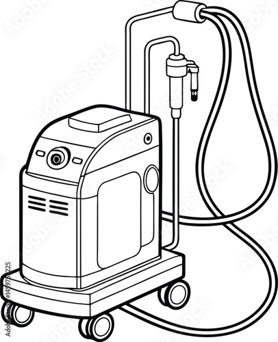 medical suction machine outline vector  on white background