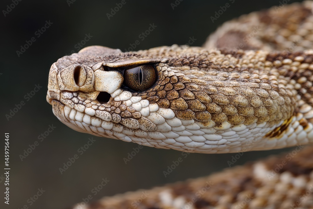 Portrait of a Diamondback Rattlesnake in Its Natural Habitat: Wild Snake with Striking Patterns and Colors Portrait of a Diamondback Rattlesnake in Its Natural Habitat: Wild Snake with Striking Patterns and Colors