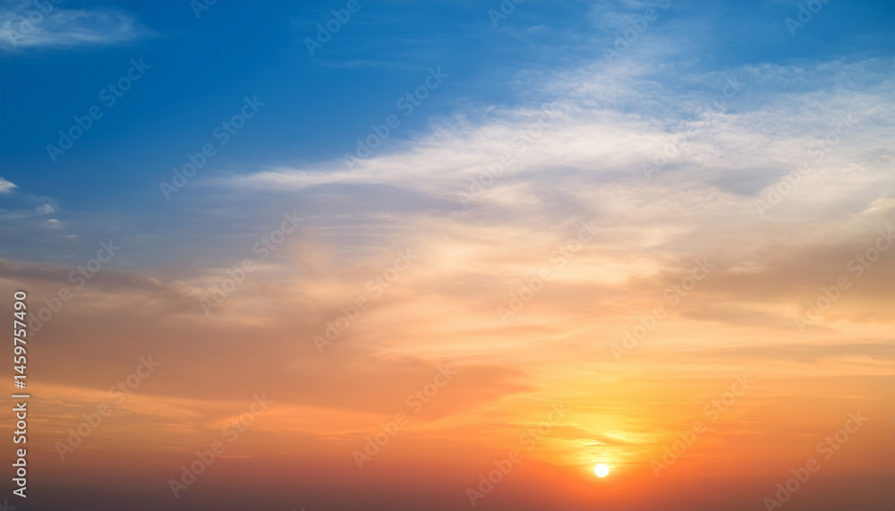 Fototapeta premium abstract gradient sunrise in the sky with cloud and blue mix orange natural background