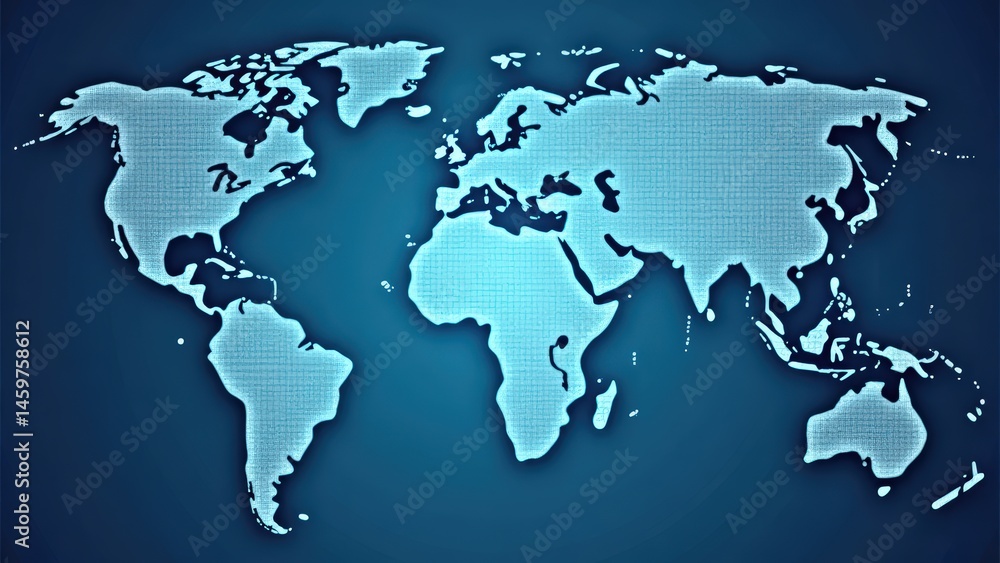 World Map - Global Business - International Relations - Geography - Continents - Countries - Blue Background - Stock Illustration World Map - Global Business - International Relations - Geography - Continents - Countries - Blue Background - Stock Illustration