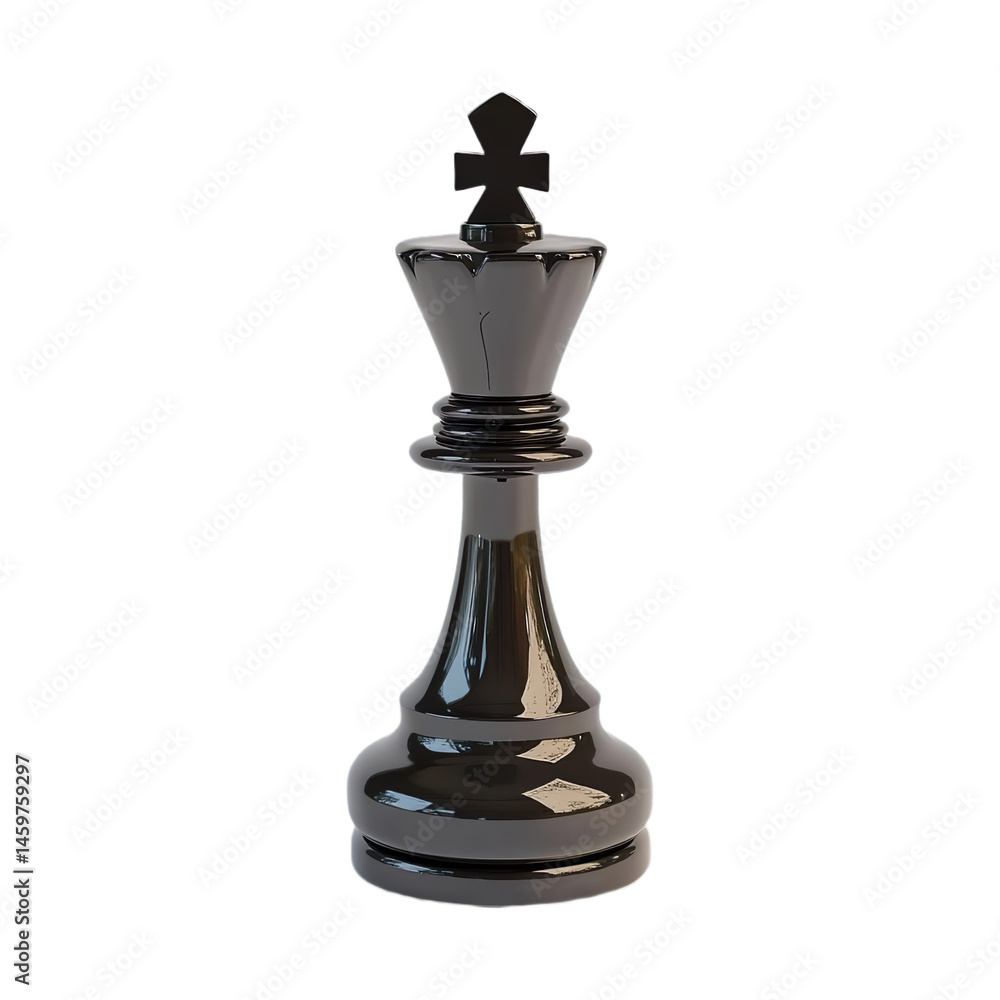 Elegant and clean image of a black chess king piece, perfect for strategic concepts and leadership symbolism, isolated on a clear background Elegant and clean image of a black chess king piece, perfect for strategic concepts and leadership symbolism, isolated on a clear background