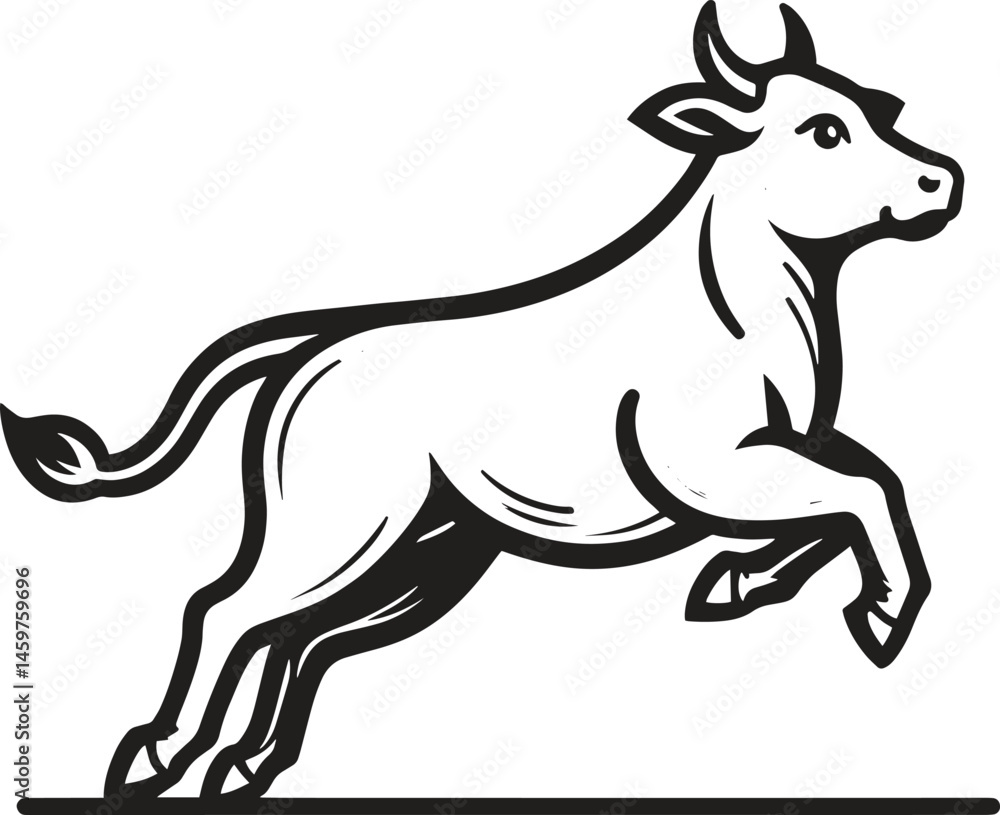 Cow black silhouette line art vector illustration isolated on a white background Cow black silhouette line art vector illustration isolated on a white background
