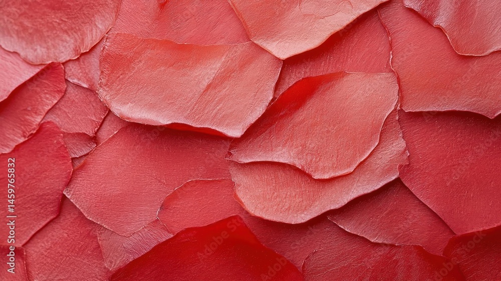 Obraz premium Close-up of a group of red rose petals. the petals are arranged in a scattered manner, with some overlapping each other.