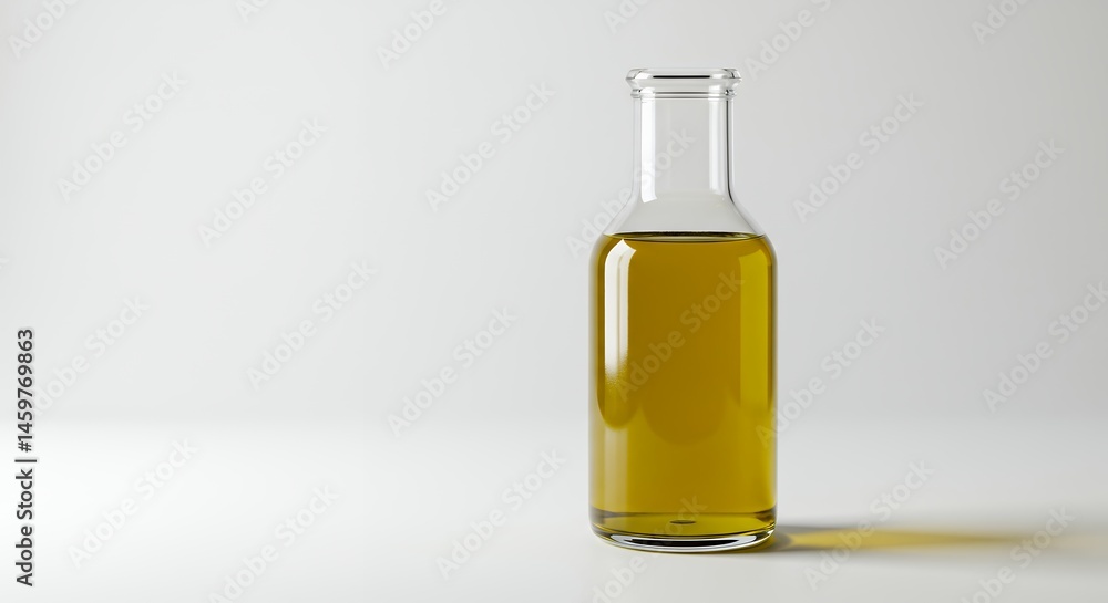 Clear glass bottle with light yellow liquid Clear glass bottle with light yellow liquid