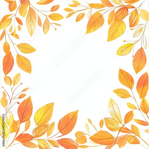 Obraz na płótnie A modern golden floral leaf wreath forming a square border. w salonie