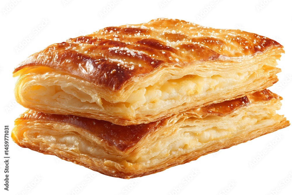 Flaky Clarins puff pastry isolated on a white background Flaky Clarins puff pastry isolated on a white background
