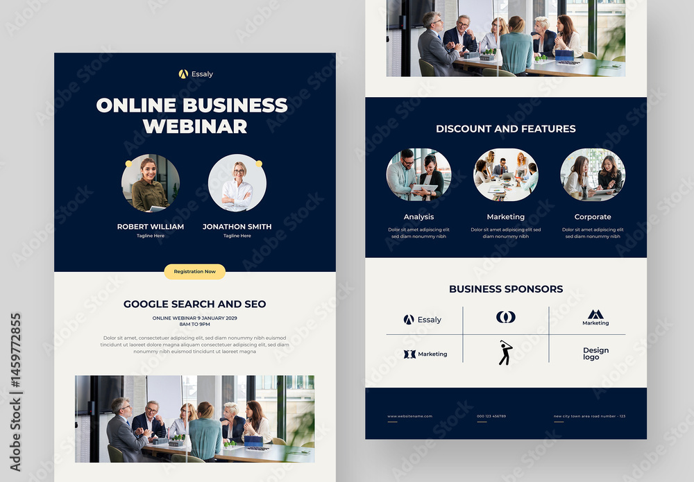 Business Webinar Email Newsletter Template Stock Template | Adobe Stock