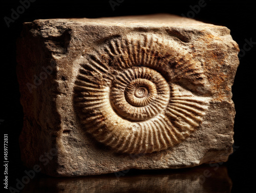 Ammonite or crinoid fossil ...