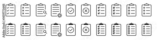 Document, checklist icons set. Clipboard, form icon. Vector icons