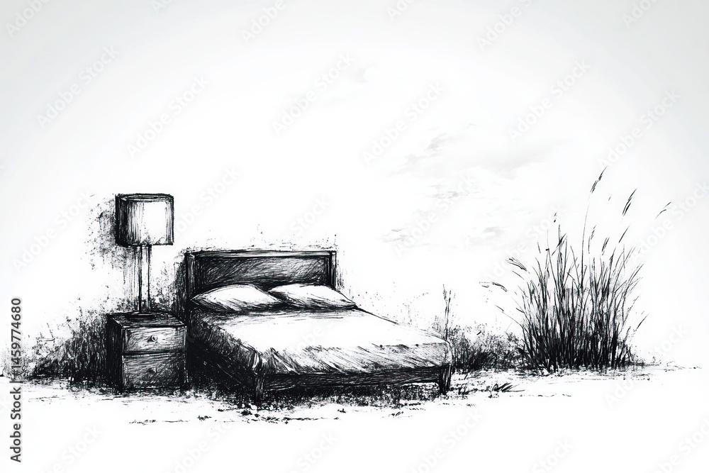 Fototapeta premium bed sketch