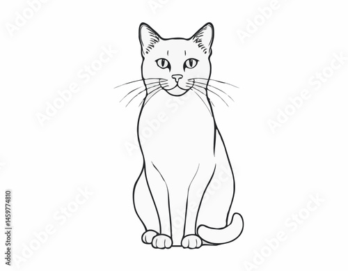 Elegant Line Art Portrait of a Domestic Cat, Minimalist Design for Pet Lovers and Home Decor Prints.