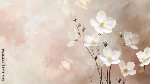 Delicate white flowers on a soft pink background.