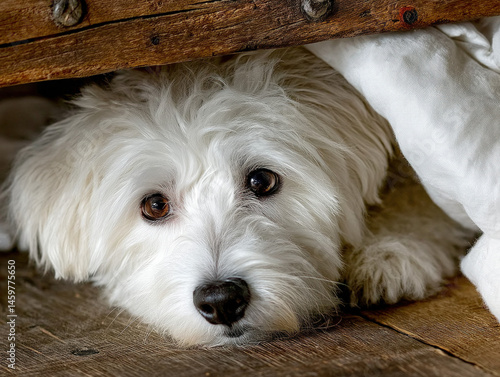 Dog Hiding Under Bed: A sma...