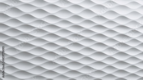 Fototapeta Naklejka Na Ścianę i Meble -  Wavy white surface with smooth, undulating lines generating contemporary architectural texture, providing seamless background pattern highlighting minimalist design aesthetic
