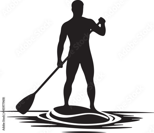 Stand Up Paddle Boarding Silhouette Vector Illustration For Summer Activity