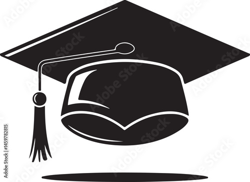 Black And White Illustration Of A Graduation Cap Symbolizing Education And Achievement