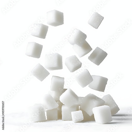 Wallpaper Mural Isolated white sugar cubes falling, isolated on a white background Torontodigital.ca