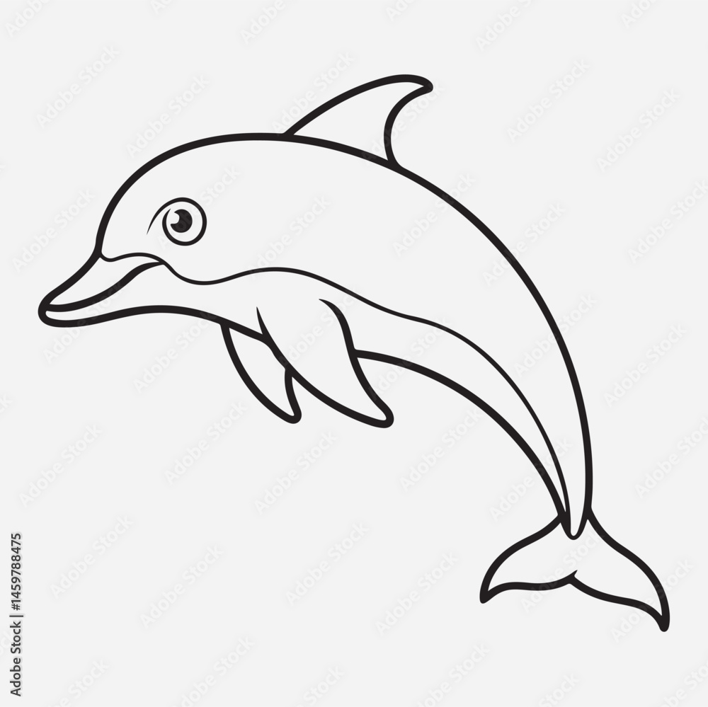 Fototapeta premium Dolfin line art icon 