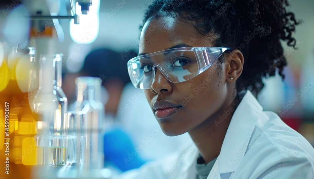 Laboratory research action by a female scientist academic institution portrait image indoor setting close-up view innovation and discovery focus Laboratory research action by a female scientist academic institution portrait image indoor setting close-up view innovation and discovery focus