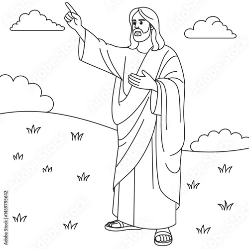 Christian Jesus Preaching Outline Coloring Page