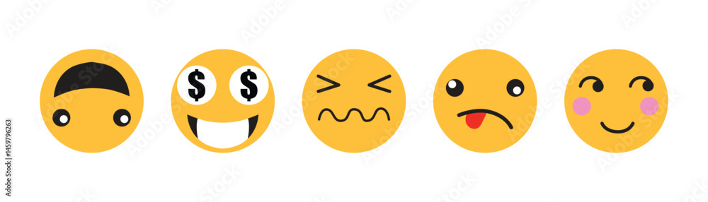Fototapeta premium Color emoji vector icon. Social media reaction emoji icon. Emoticon icon set. Vector illustration eps 10