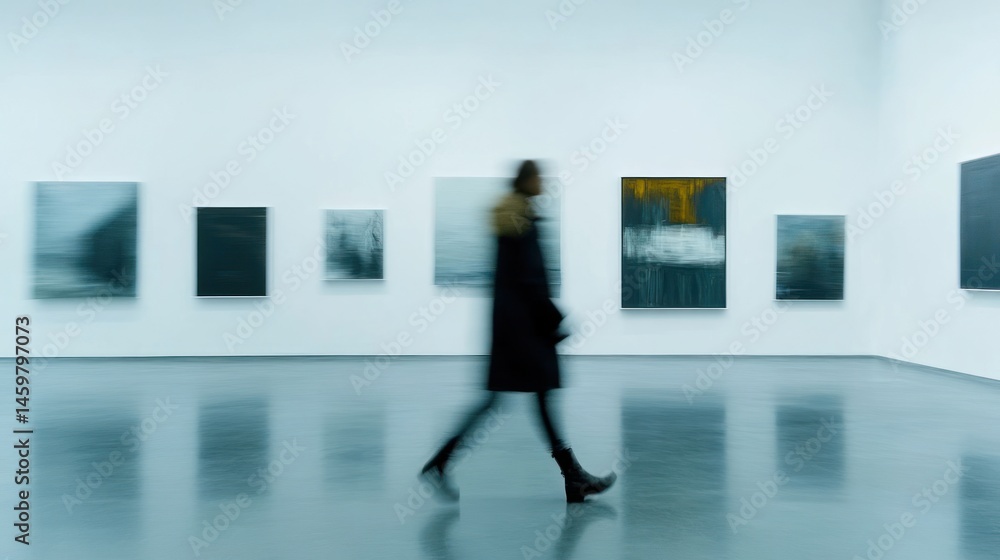 Fototapeta premium A Person Walking Through a Gallery