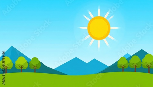 Bright sunny day in nature illustrative scene peaceful landscape outdoor setting vibrant viewpoint inspirational concept