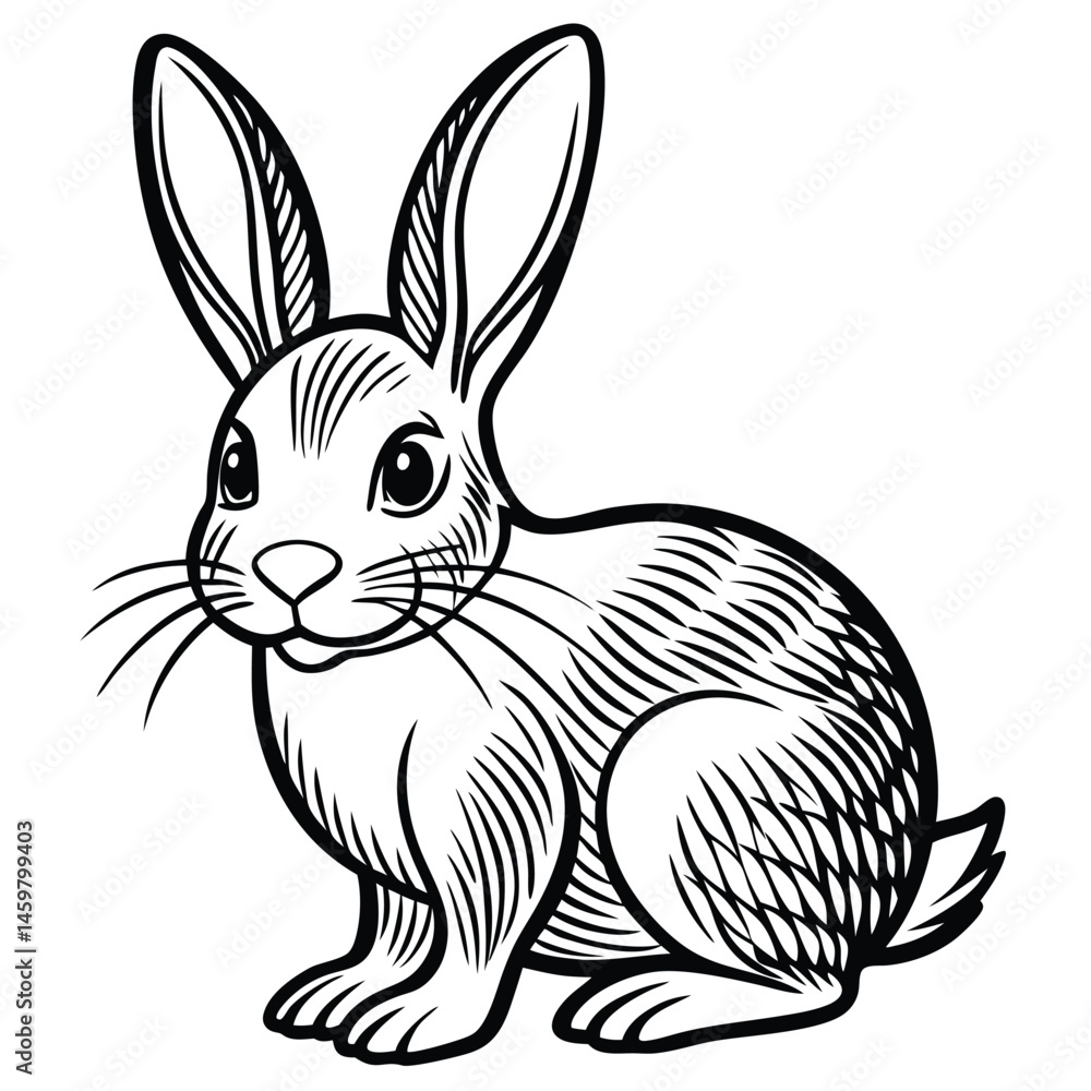 Obraz premium Cottontail Rabbit illustration white background