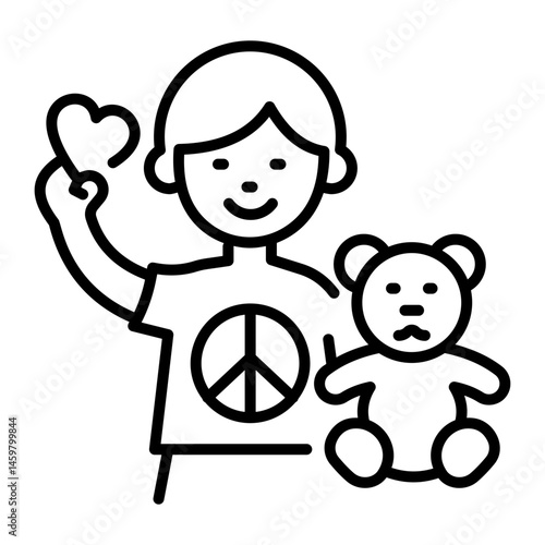 A character promoting peace icon in linear style 