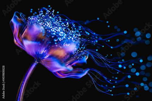 Fleur lumineuse sur fond noir