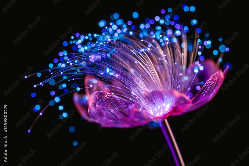 Fleur lumineuse sur fond noir