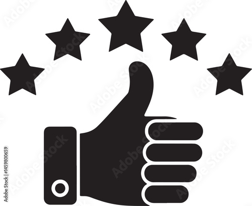 Five Star Rating Hand Gesture Minimalist Vector Graphic Symbol Excellence