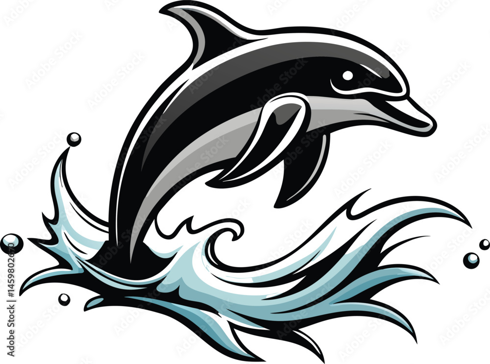 Obraz premium Playful Dolphin Leaping Through Ocean Waves