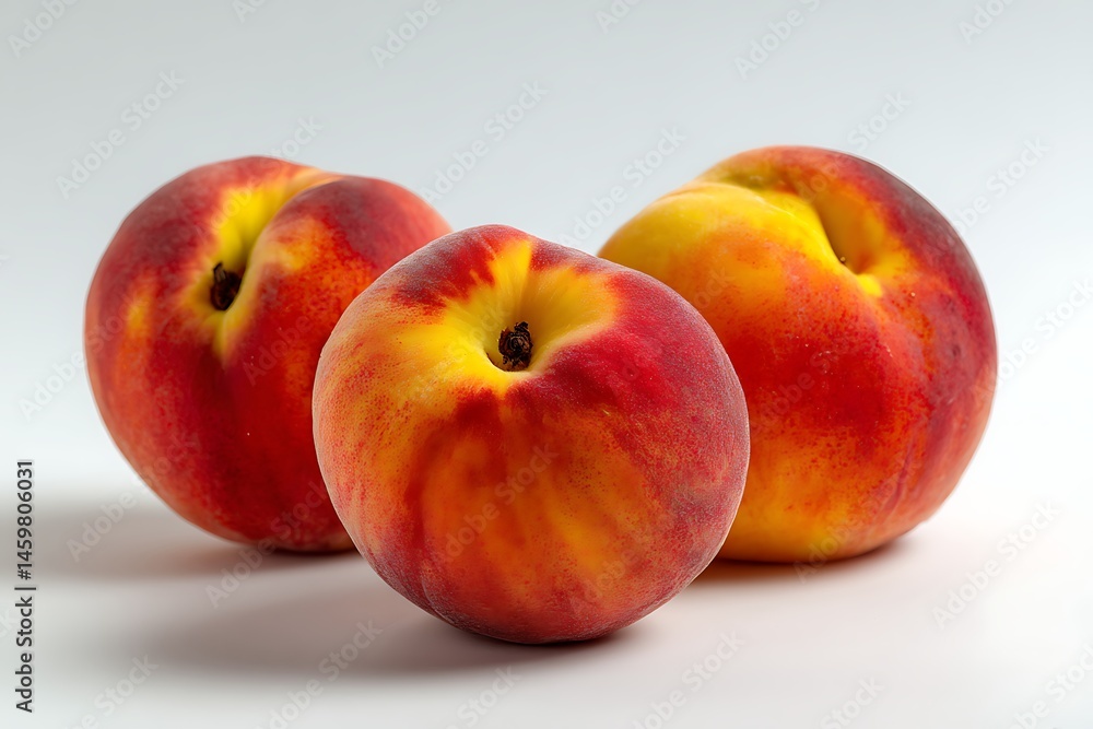 Three peaches on a white background Three peaches on a white background