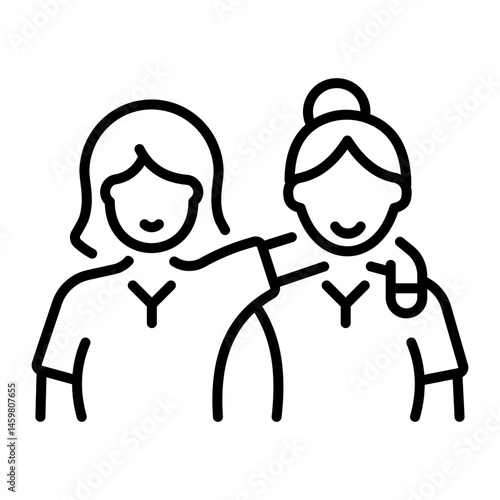 Two best friends icon in linear style 
