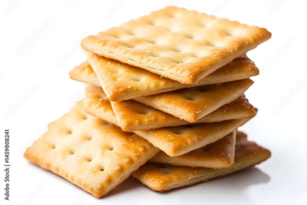 A stack of crackers isolated on a white background A stack of crackers isolated on a white background