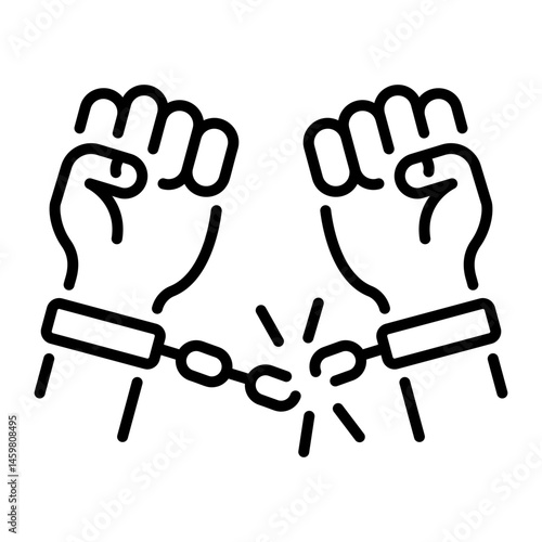 A linear style icon showing freedom 