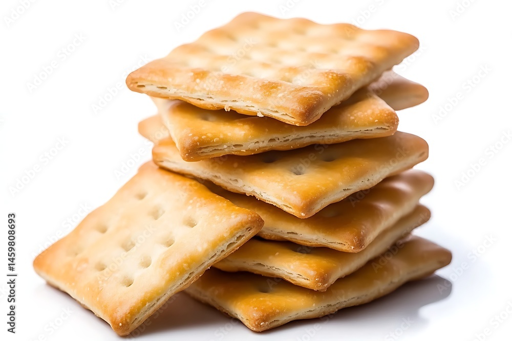 A stack of crackers isolated on a white background A stack of crackers isolated on a white background