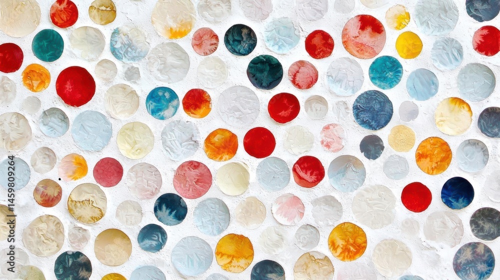 Abstract painting with a white background. it is made up of multiple circles of different sizes and colors, arranged in a random pattern. Abstract painting with a white background. it is made up of multiple circles of different sizes and colors, arranged in a random pattern.