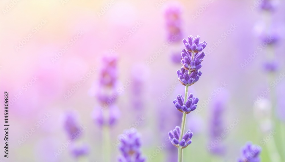 Naklejka premium Lavender blooms displaying tranquility in a serene garden floral photography soft focus nature's beauty