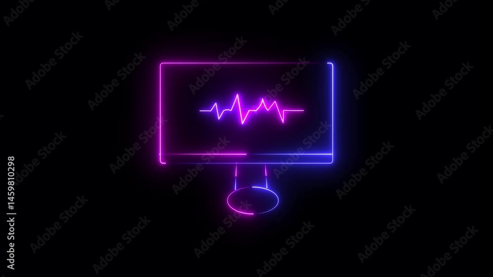Neon profile icon inside monitor. profile or monitor icon on the black background. Neon User profile icon inside circle black background. Neon profile icon inside monitor. profile or monitor icon on the black background. Neon User profile icon inside circle black background.