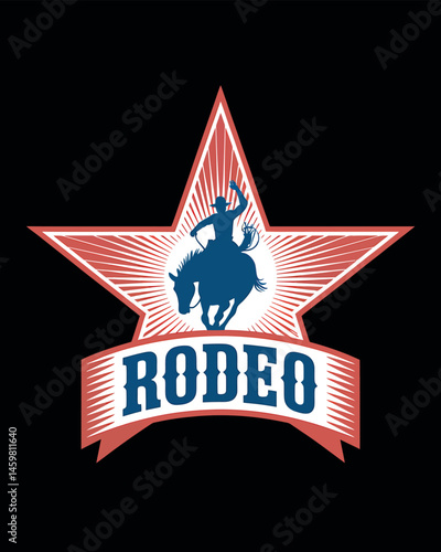Rodeo Bronco Rider Star Graphic T-Shirt Design