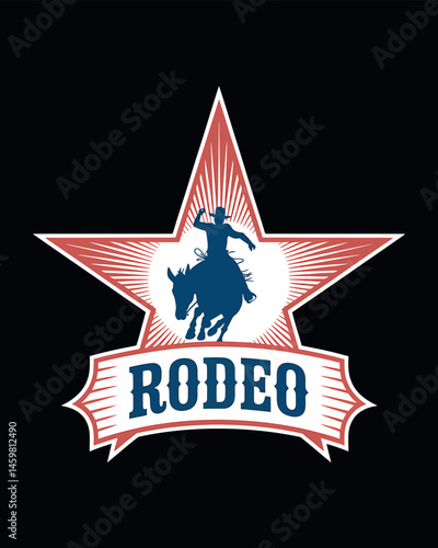 Rodeo Bronco Rider Star Graphic T-Shirt Design