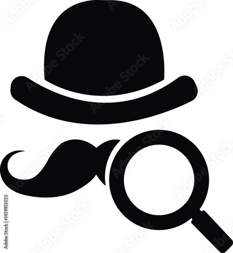 Detective Icon: A stylized silhouette of a classic detective, complete with a bowler hat, moustache, and magnifying glass. This icon represents mystery, investigation, and deduction.