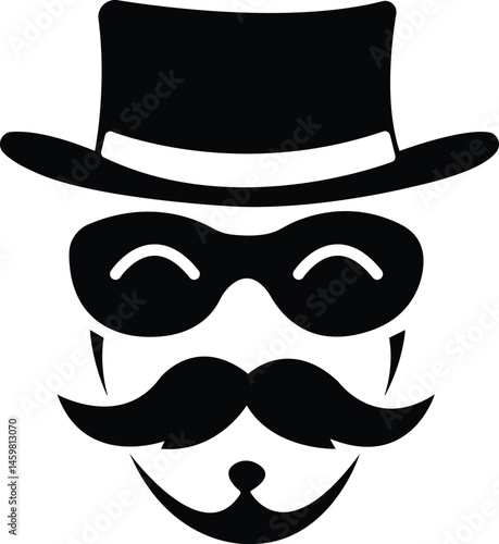Stylish Gentleman: An elegant illustration showcases a sophisticated gentleman, sporting a distinguished hat, sunglasses, and mustache, epitomizing classic style and refined taste.