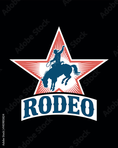 Rodeo Bronco Rider Star Graphic T-Shirt Design